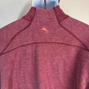 Tommy Bahama Men's rose and pink reversible 1/2 zip golf Sweater XL EUC